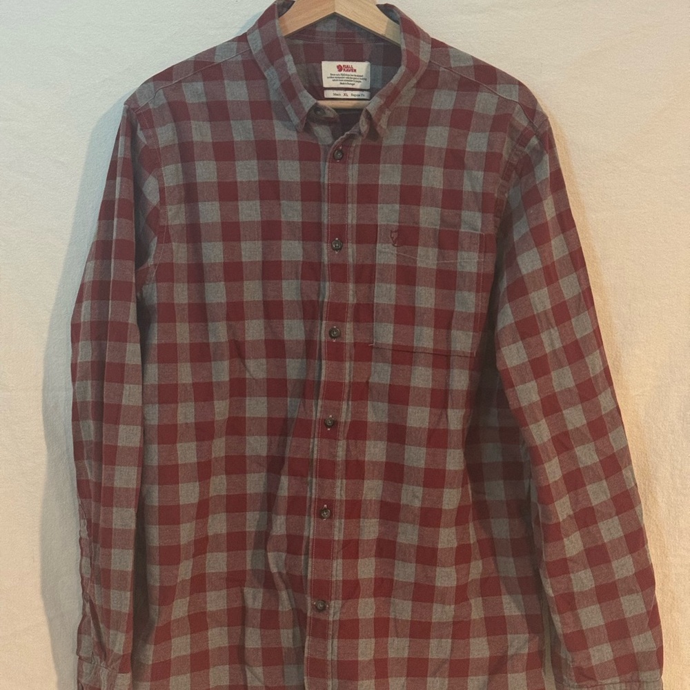 Fjallraven Red and Gray Checkered Button Down Shirt